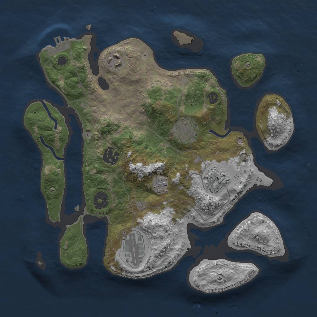 Rust Map: Procedural Map, Size: 2900, Seed: 45642381, 9 Monuments