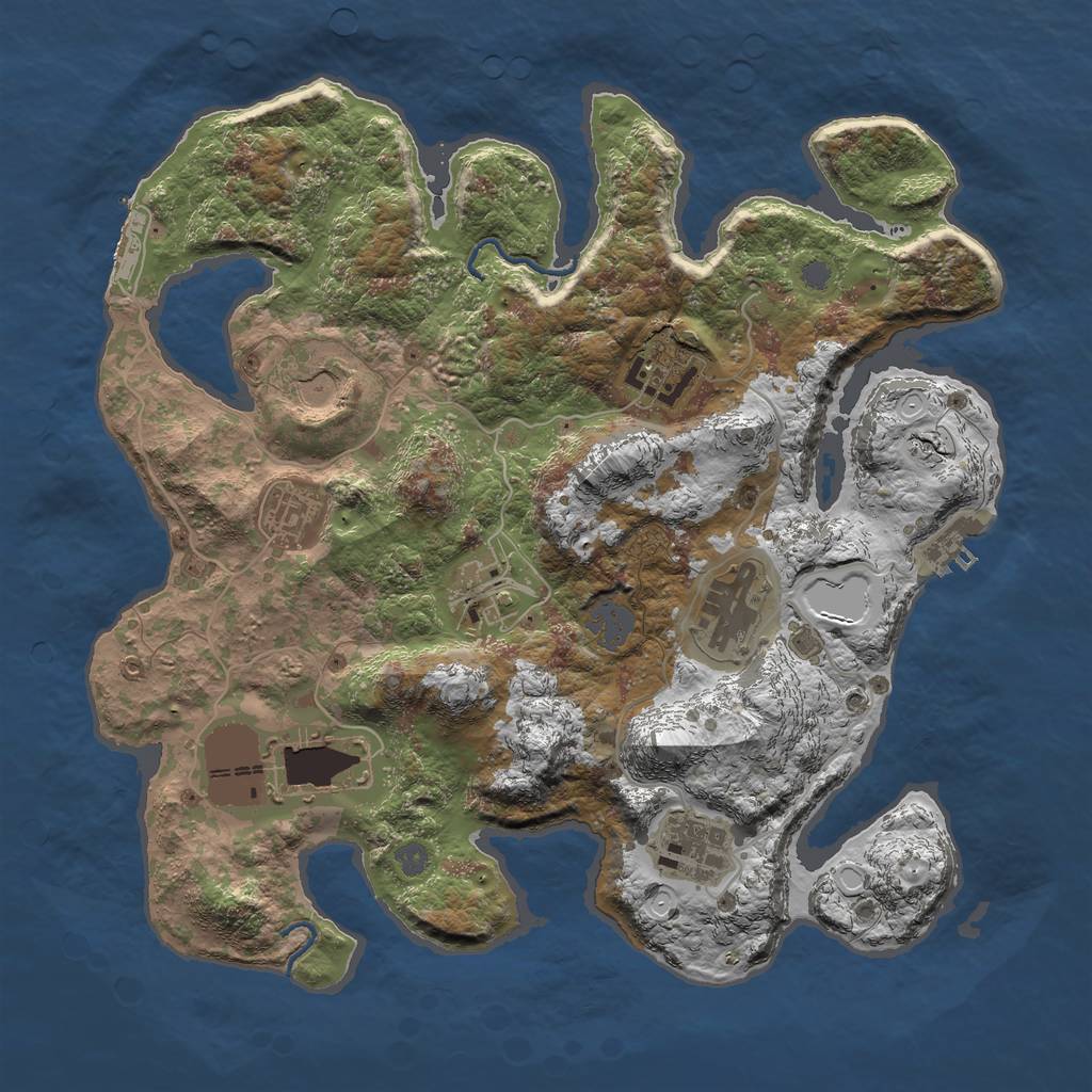 Rust Map: Procedural Map, Size: 3500, Seed: 963344, 14 Monuments
