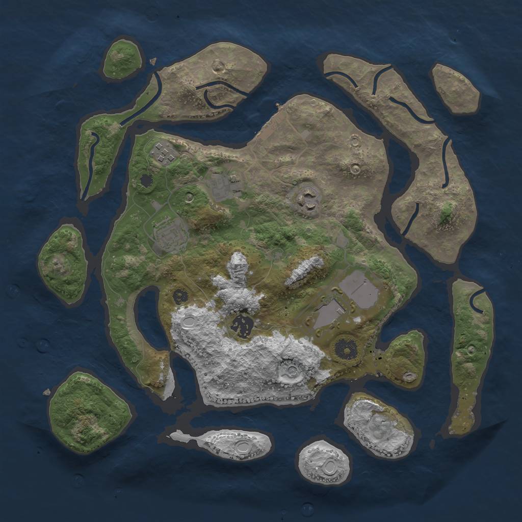 Rust Map: Procedural Map, Size: 3500, Seed: 951869, 13 Monuments