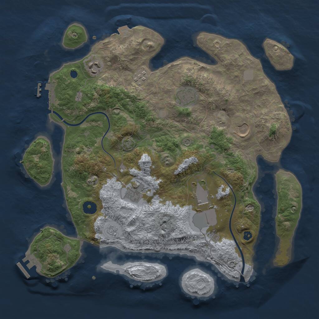 Rust Map: Procedural Map, Size: 3500, Seed: 951869, 12 Monuments