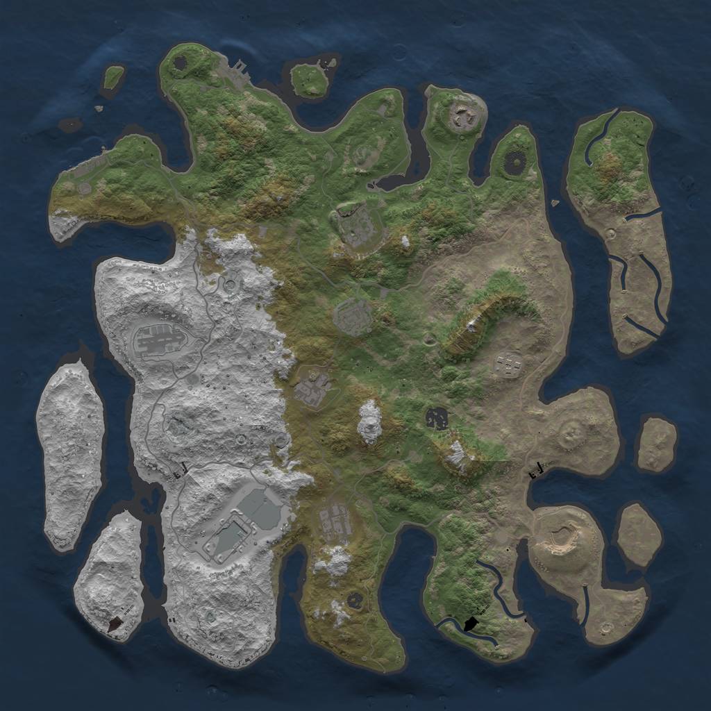 Rust Map: Procedural Map, Size: 4500, Seed: 712256290, 15 Monuments