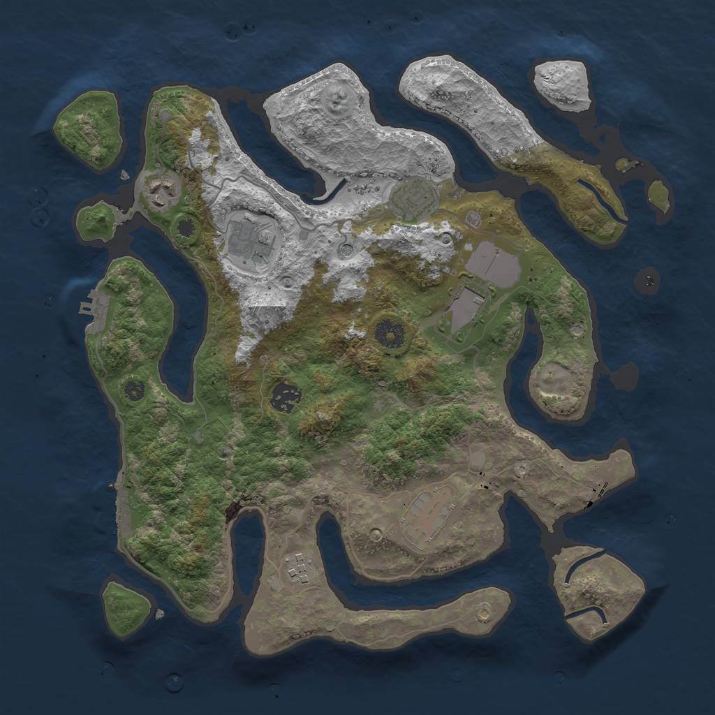 Rust Map: Procedural Map, Size: 3600, Seed: 8442, 12 Monuments