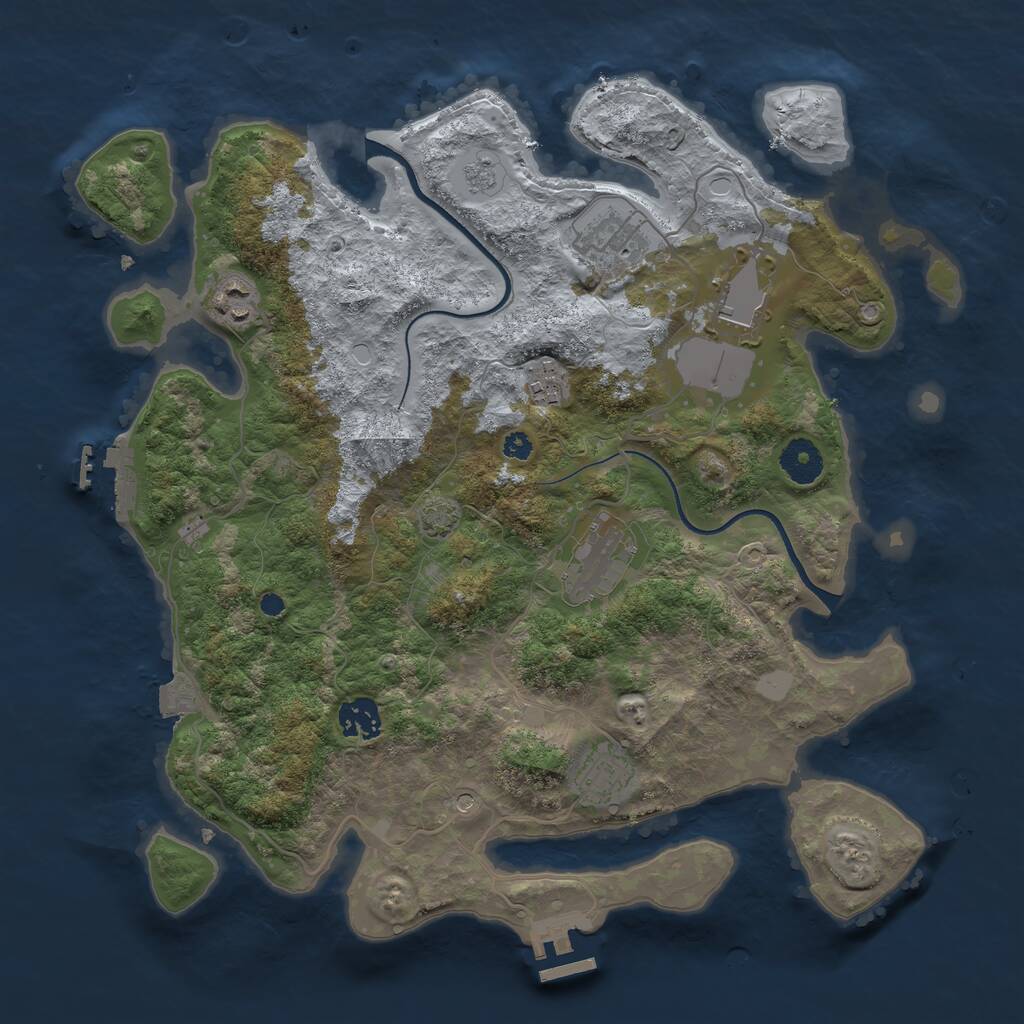 Rust Map: Procedural Map, Size: 3600, Seed: 8442, 13 Monuments