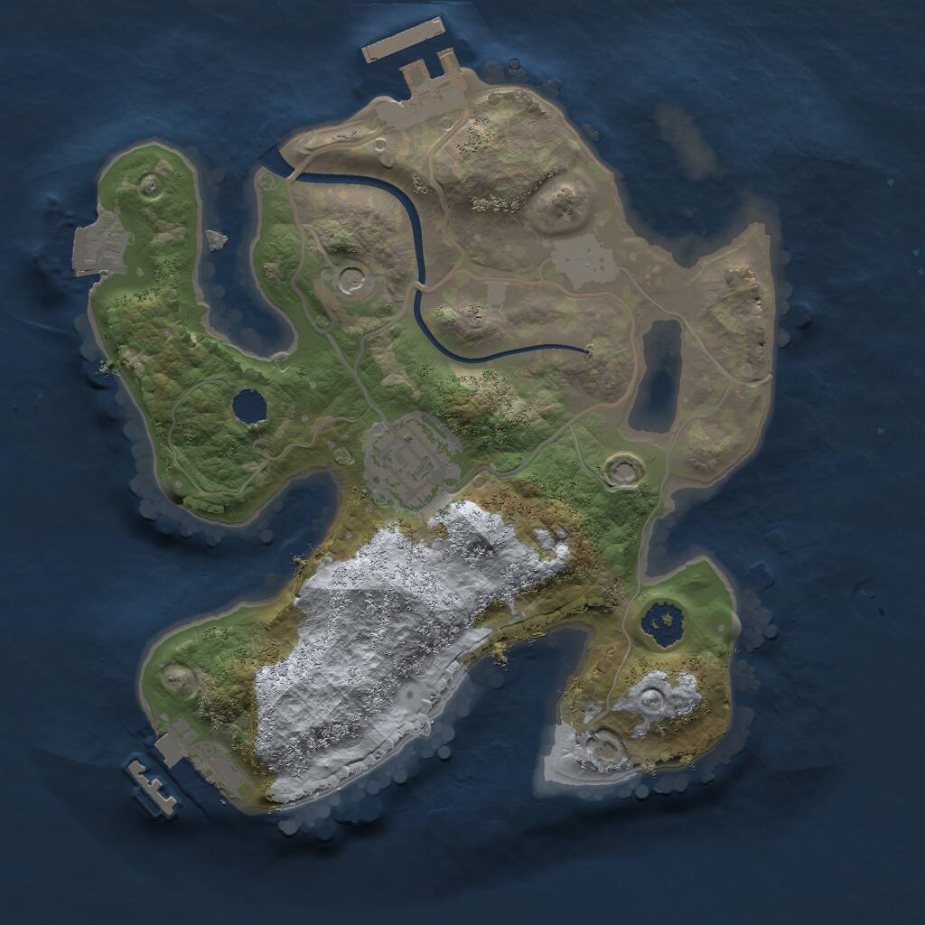 Rust Map: Procedural Map, Size: 2200, Seed: 2047316273, 5 Monuments