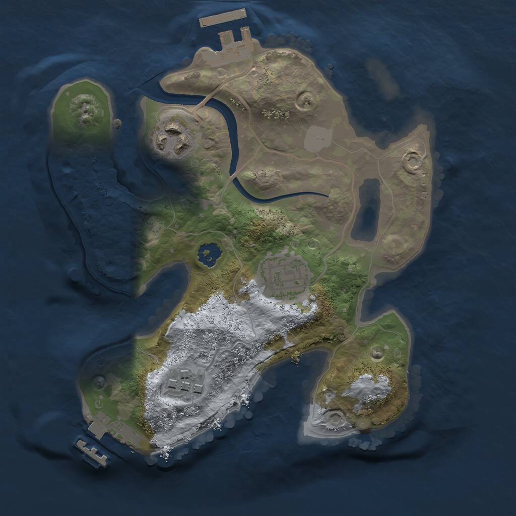 Rust Map: Procedural Map, Size: 2200, Seed: 2047316273, 6 Monuments