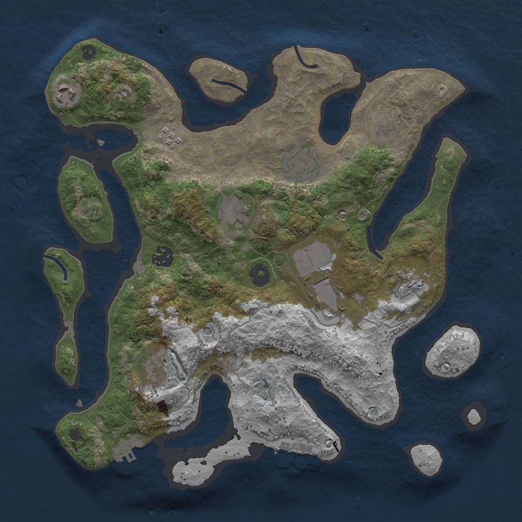 Rust Map: Procedural Map, Size: 3600, Seed: 31234473, 14 Monuments