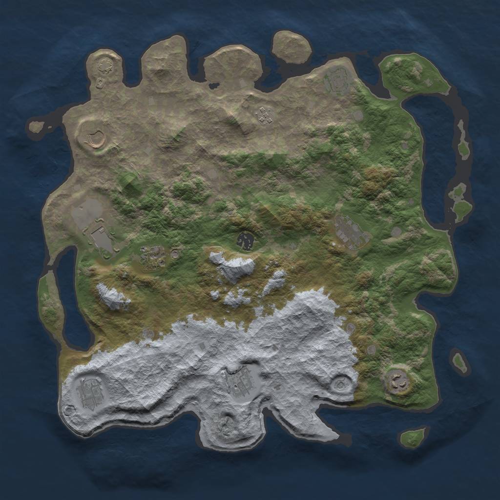 Rust Map: Barren, Size: 4250, Seed: 1132183605, 14 Monuments