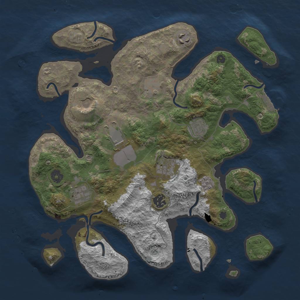 Rust Map: Procedural Map, Size: 3500, Seed: 669369, 13 Monuments