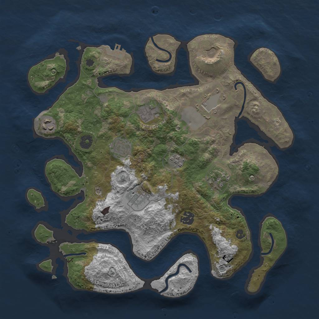 Rust Map: Procedural Map, Size: 3500, Seed: 740650, 13 Monuments