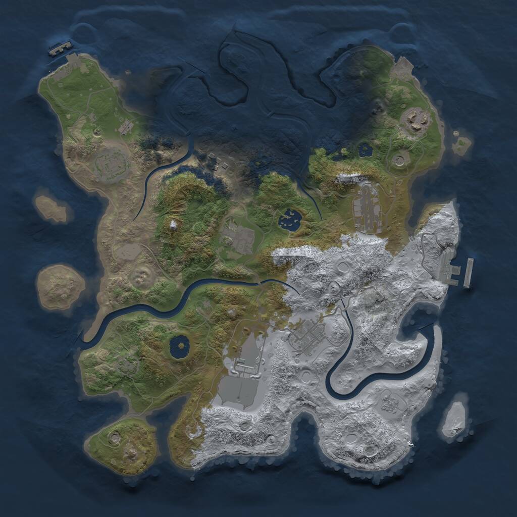 Rust Map: Procedural Map, Size: 3500, Seed: 57250540, 14 Monuments