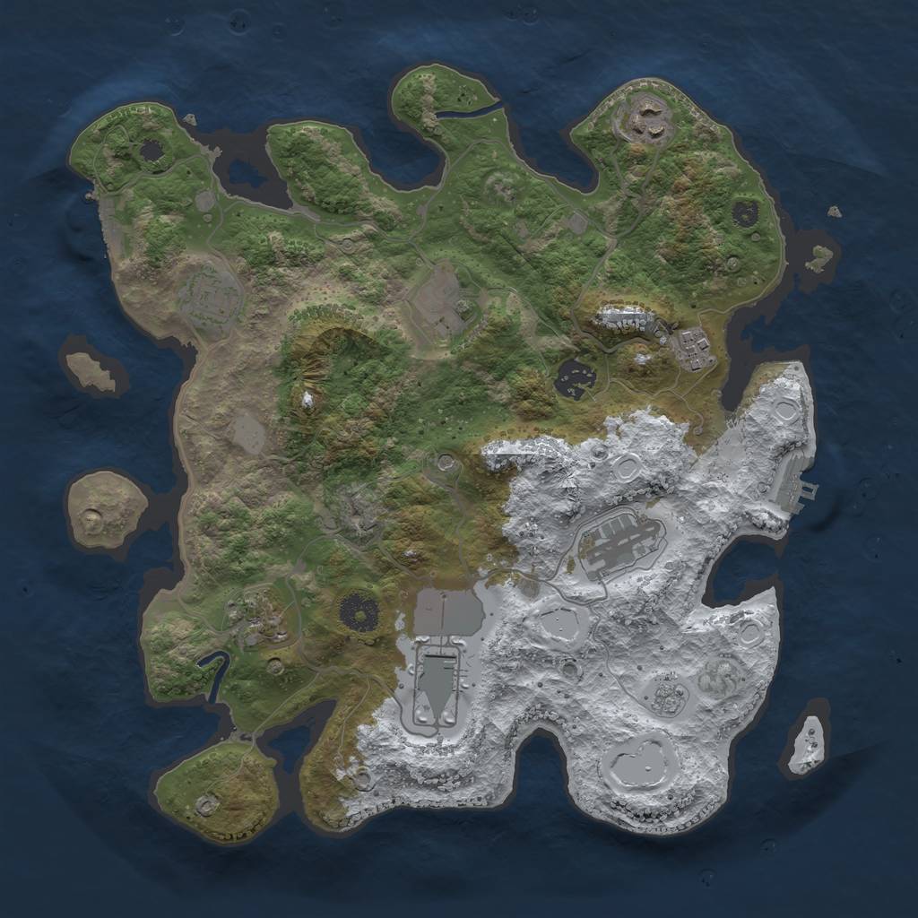 Rust Map: Procedural Map, Size: 3500, Seed: 57250540, 17 Monuments