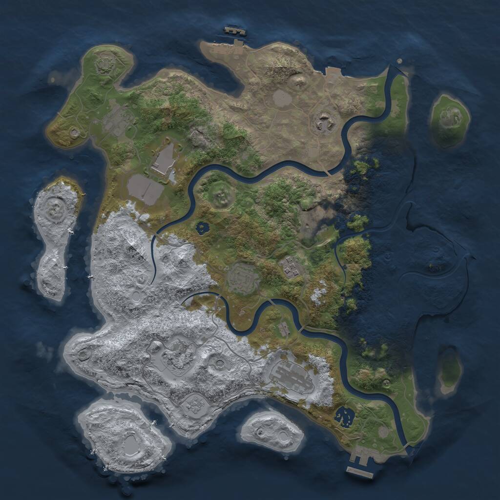 Rust Map: Procedural Map, Size: 3750, Seed: 321412419, 15 Monuments