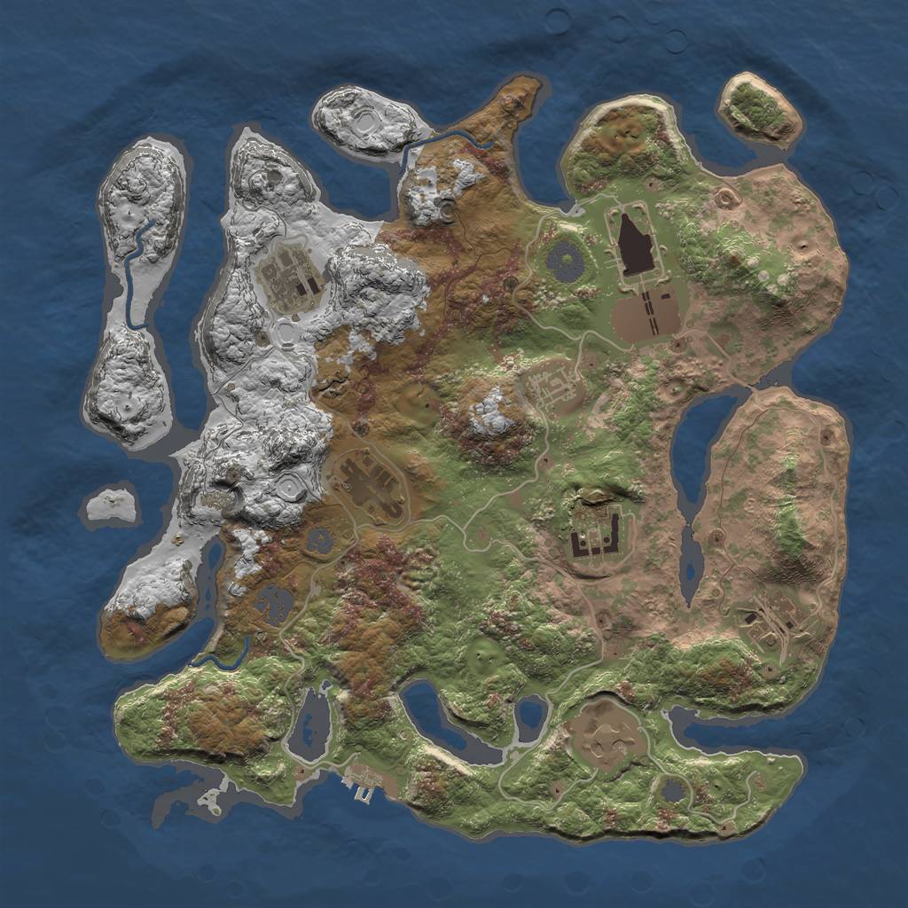 Rust Map: Procedural Map, Size: 3500, Seed: 519311, 13 Monuments