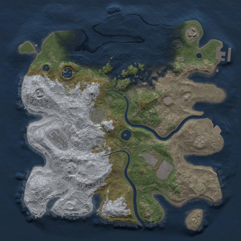 Rust Map: Procedural Map, Size: 3500, Seed: 716114, 13 Monuments