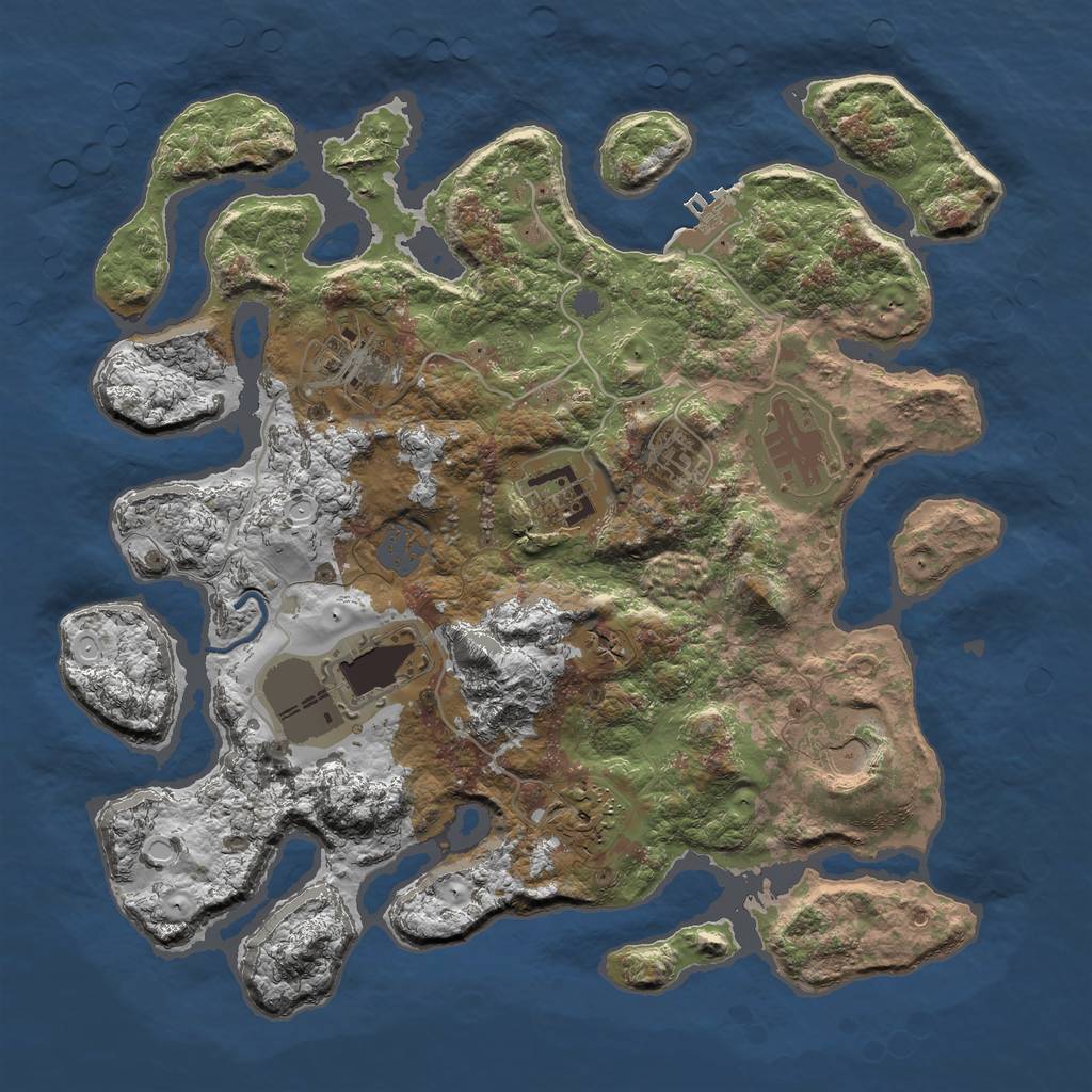 Rust Map: Procedural Map, Size: 3500, Seed: 716114, 13 Monuments