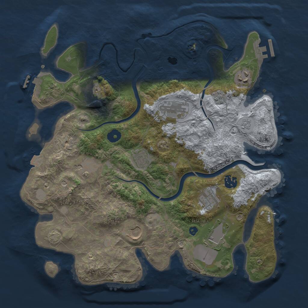 Rust Map: Procedural Map, Size: 3500, Seed: 965969479, 16 Monuments