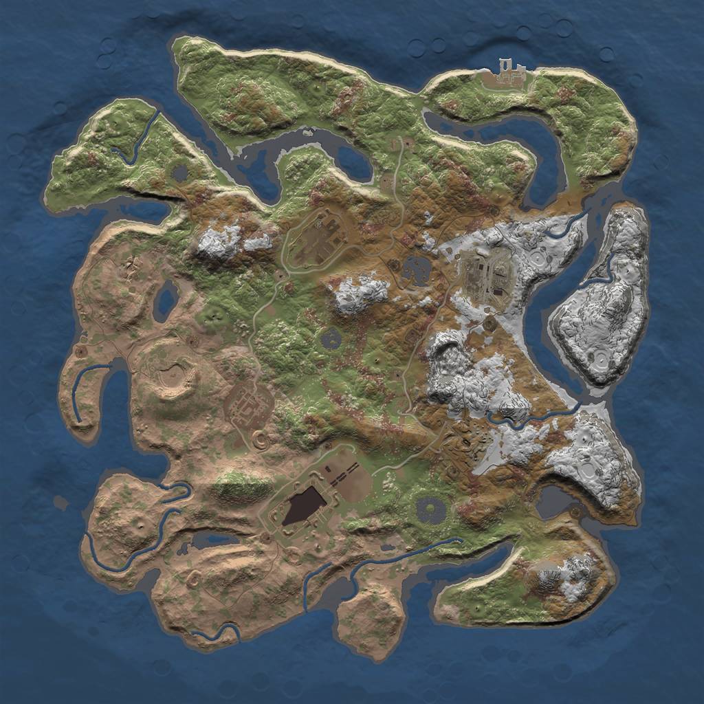 Rust Map: Procedural Map, Size: 3500, Seed: 965969479, 12 Monuments