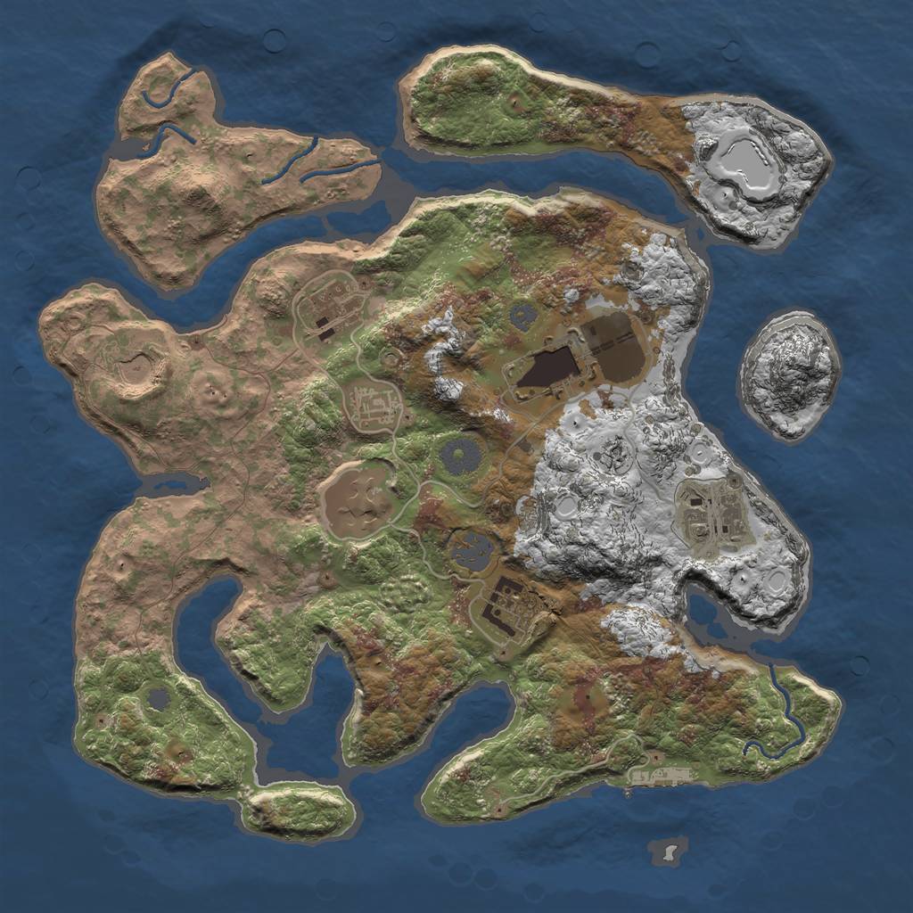 Rust Map: Procedural Map, Size: 3500, Seed: 738166, 13 Monuments