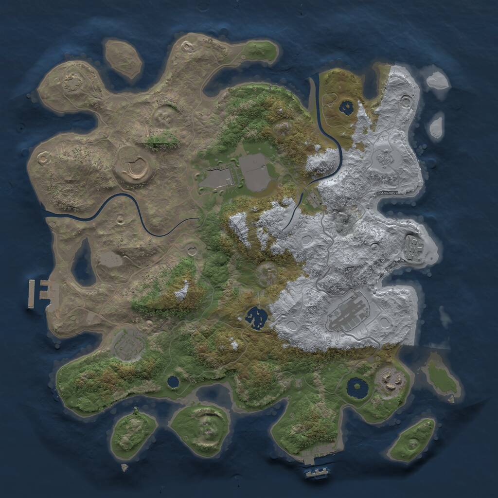 Rust Map: Procedural Map, Size: 3500, Seed: 738166, 13 Monuments