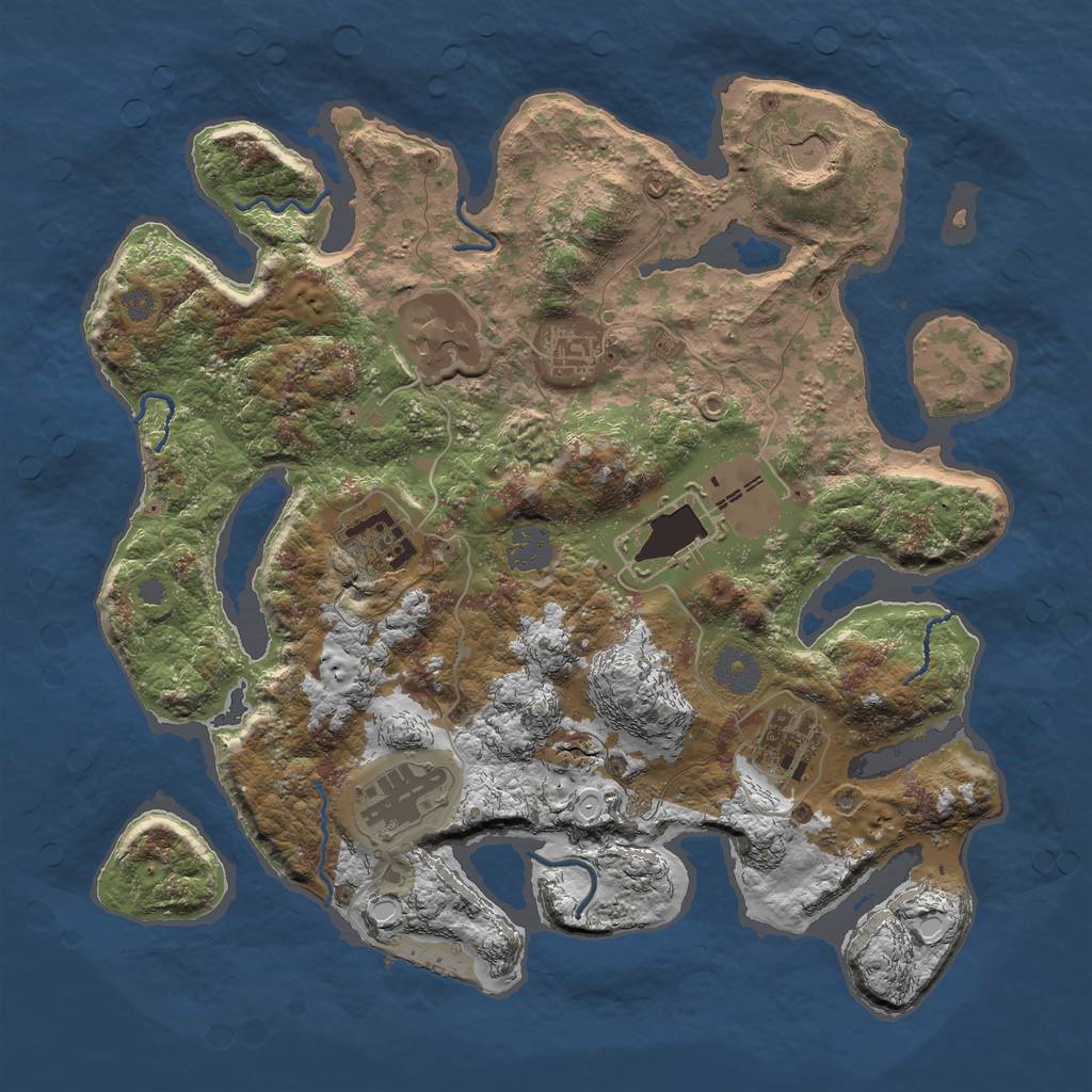 Rust Map: Procedural Map, Size: 3500, Seed: 389575090, 13 Monuments