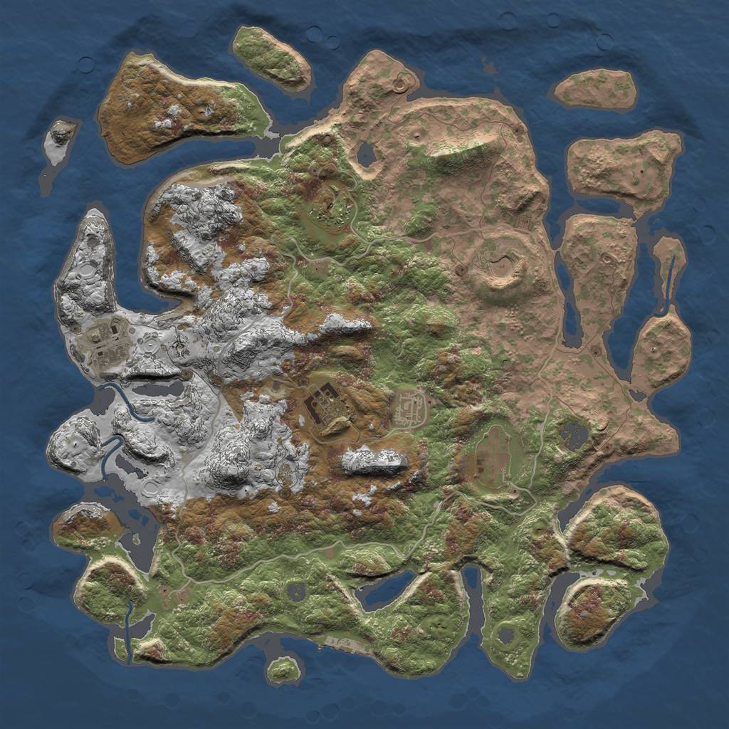 Rust Map: Procedural Map, Size: 4000, Seed: 1940807661, 12 Monuments
