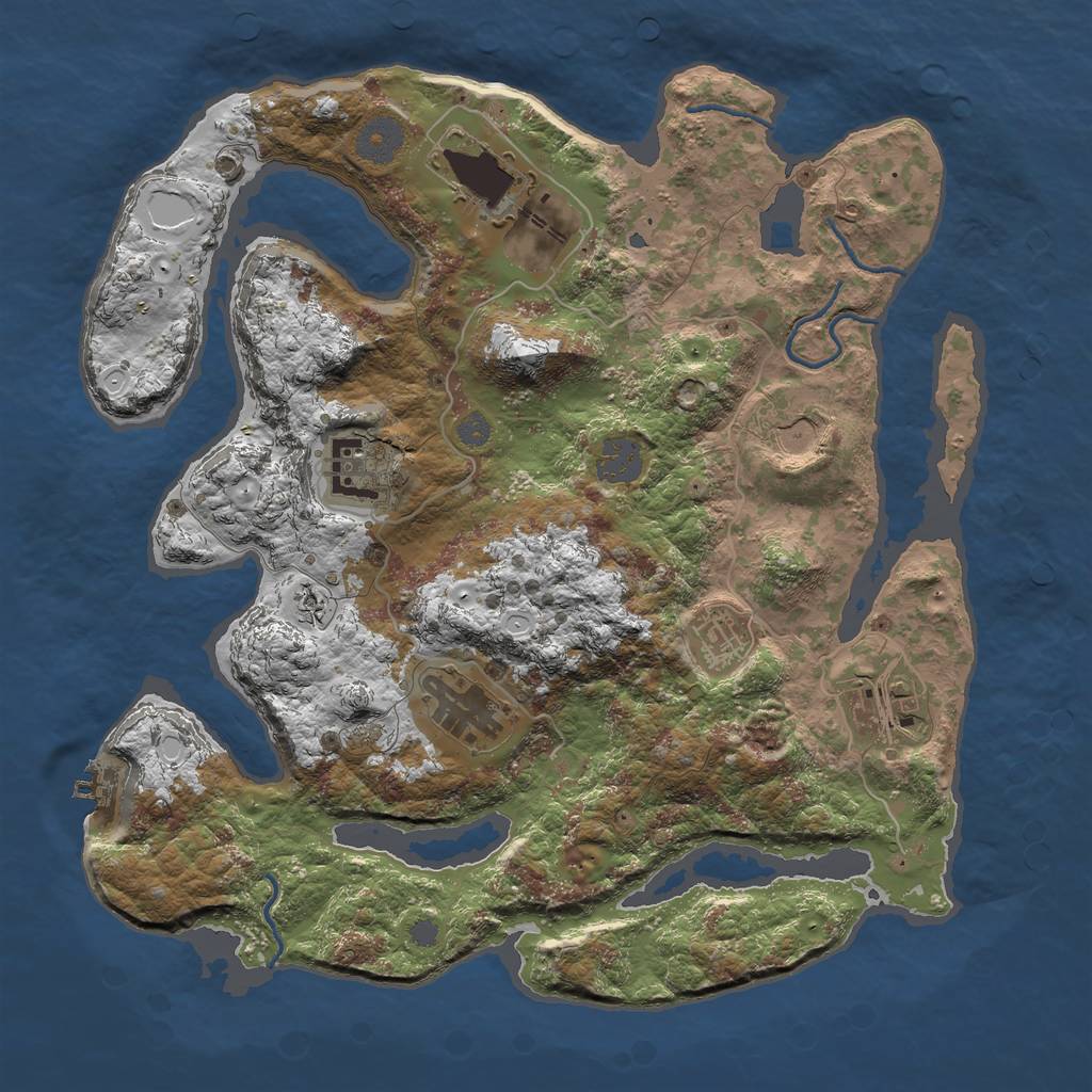 Rust Map: Procedural Map, Size: 3500, Seed: 710149, 12 Monuments