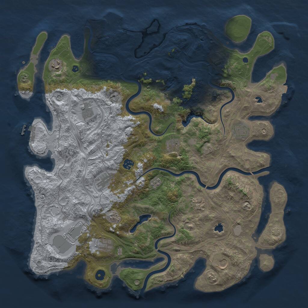 Rust Map: Procedural Map, Size: 4500, Seed: 1318346210, 17 Monuments