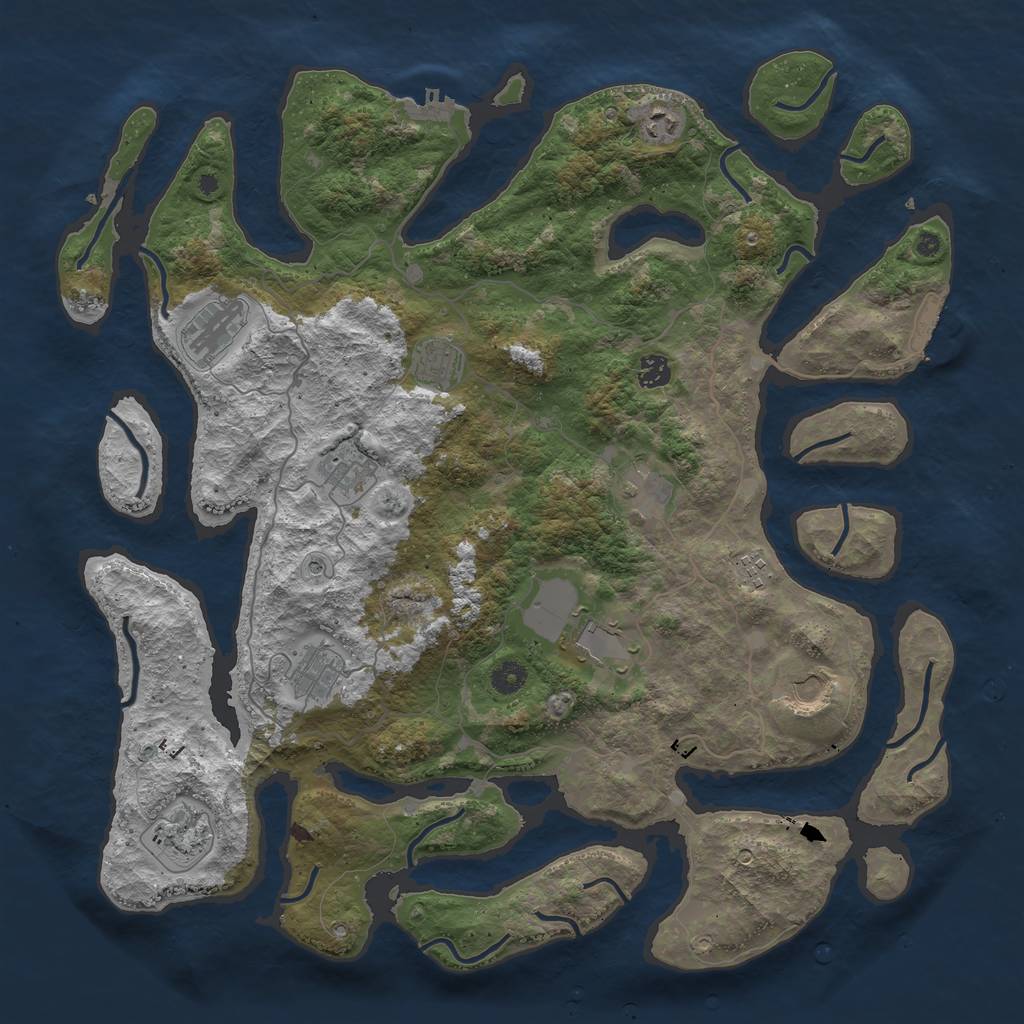 Rust Map: Procedural Map, Size: 4500, Seed: 1318346210, 16 Monuments