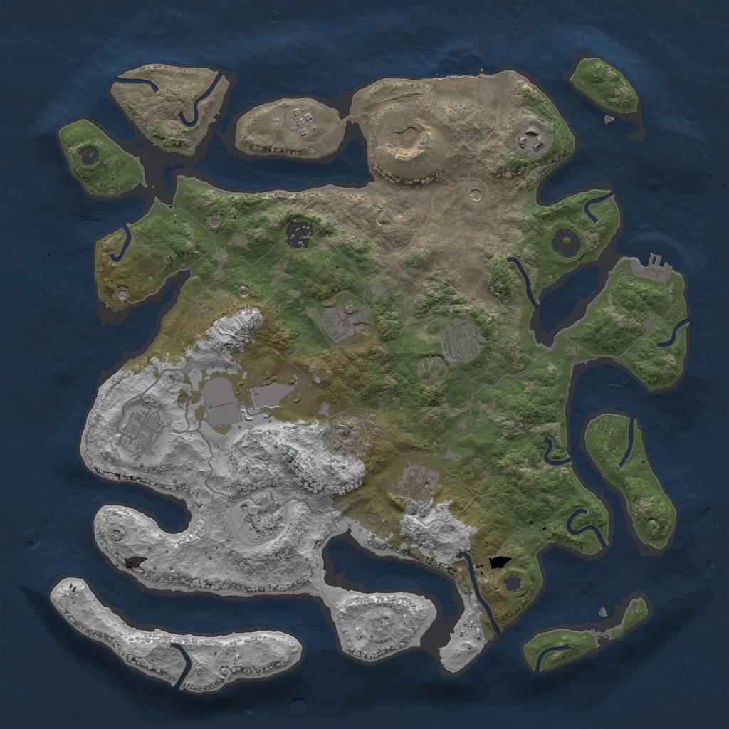 Rust Map: Procedural Map, Size: 3900, Seed: 51515142, 15 Monuments