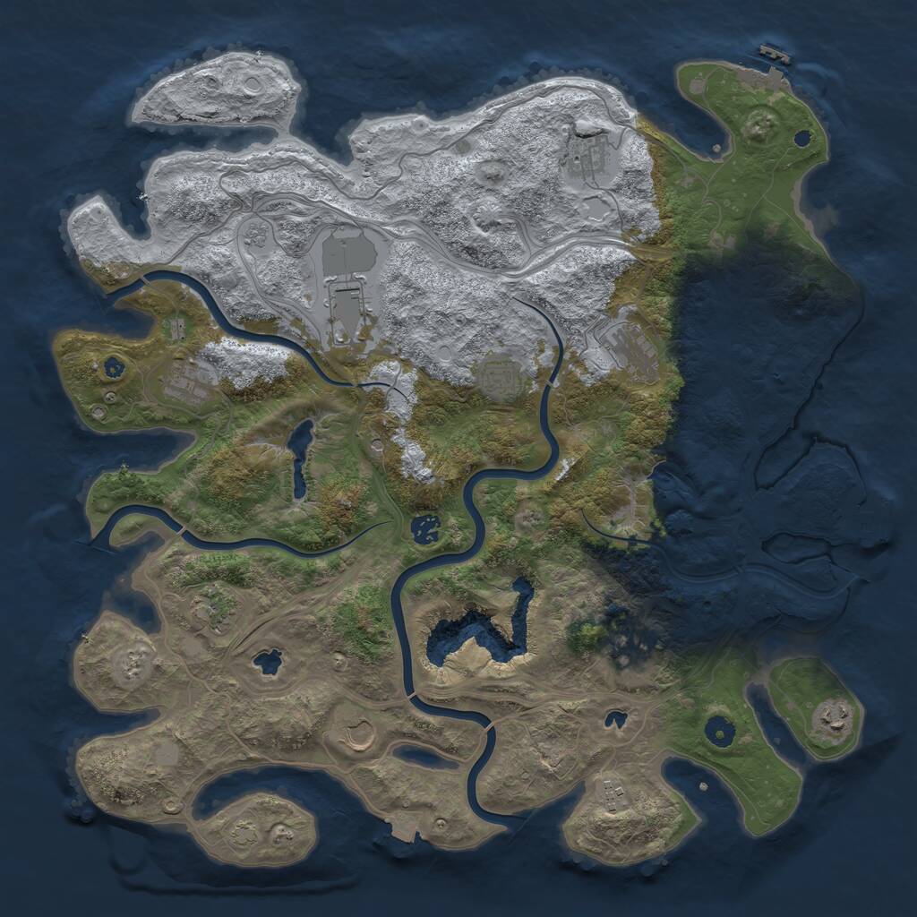 Rust Map: Procedural Map, Size: 4500, Seed: 15201856, 17 Monuments