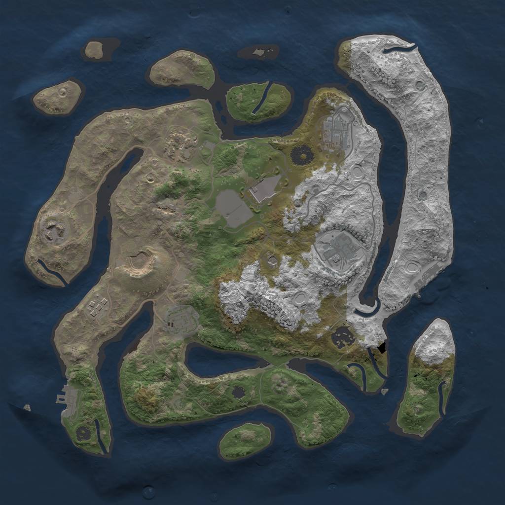 Rust Map: Procedural Map, Size: 3500, Seed: 873832, 20 Monuments