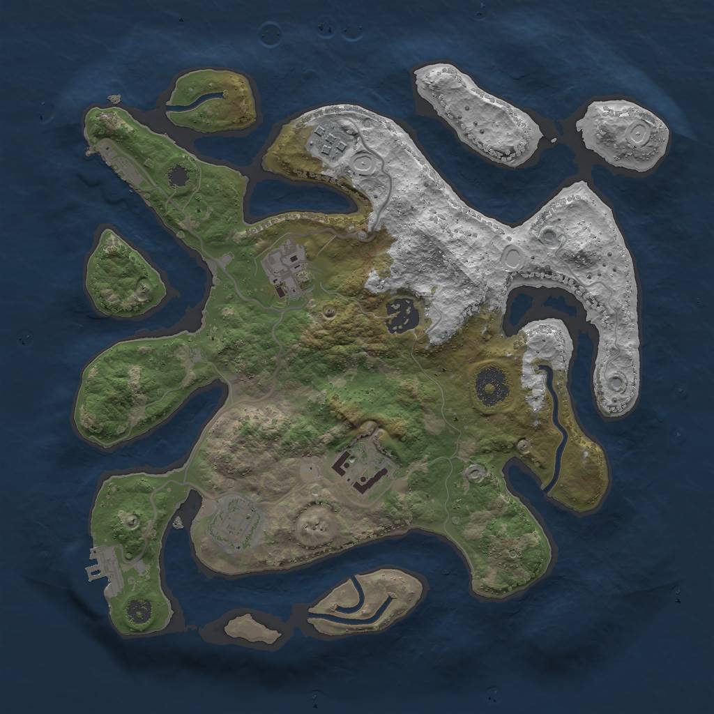 Rust Map: Procedural Map, Size: 3000, Seed: 645897, 15 Monuments