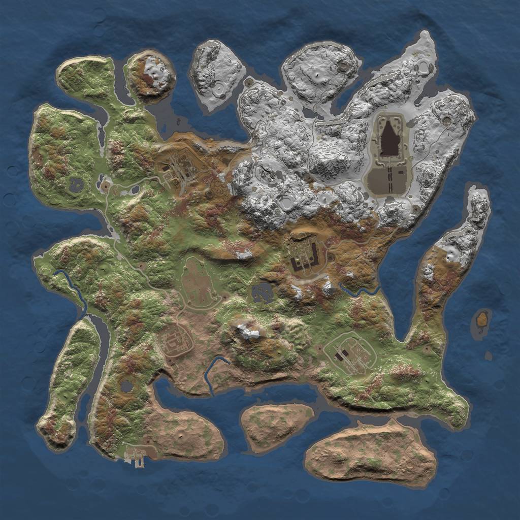 Rust Map: Procedural Map, Size: 3500, Seed: 14925, 12 Monuments