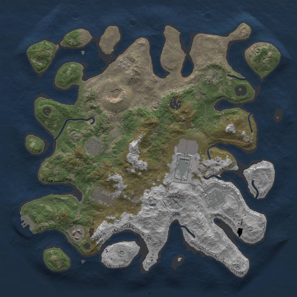 Rust Map: Procedural Map, Size: 3800, Seed: 205, 13 Monuments