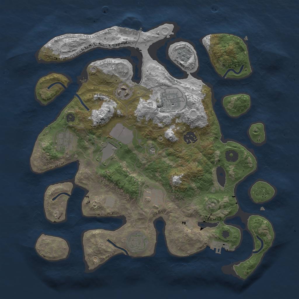 Rust Map: Procedural Map, Size: 3500, Seed: 347201, 16 Monuments