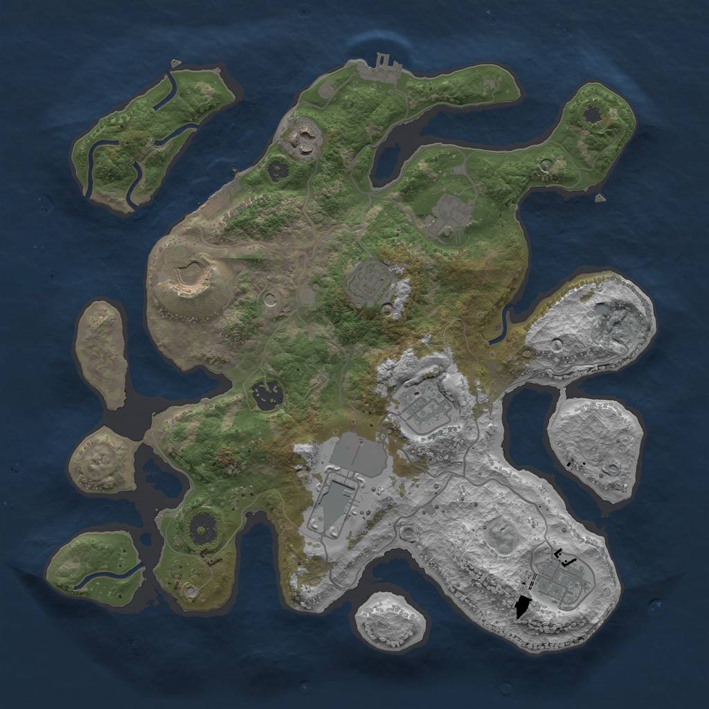 Rust Map: Procedural Map, Size: 3500, Seed: 362914, 13 Monuments