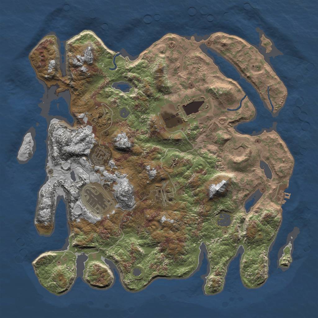 Rust Map: Procedural Map, Size: 3500, Seed: 753526, 12 Monuments