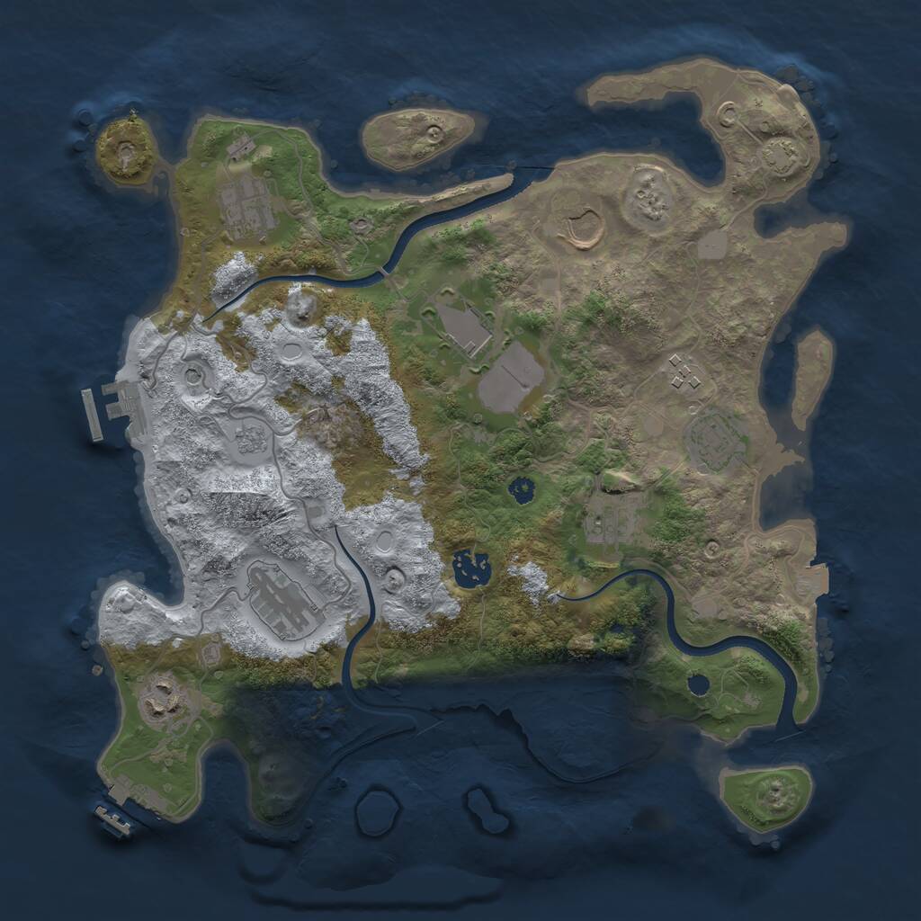 Rust Map: Procedural Map, Size: 3500, Seed: 753526, 15 Monuments