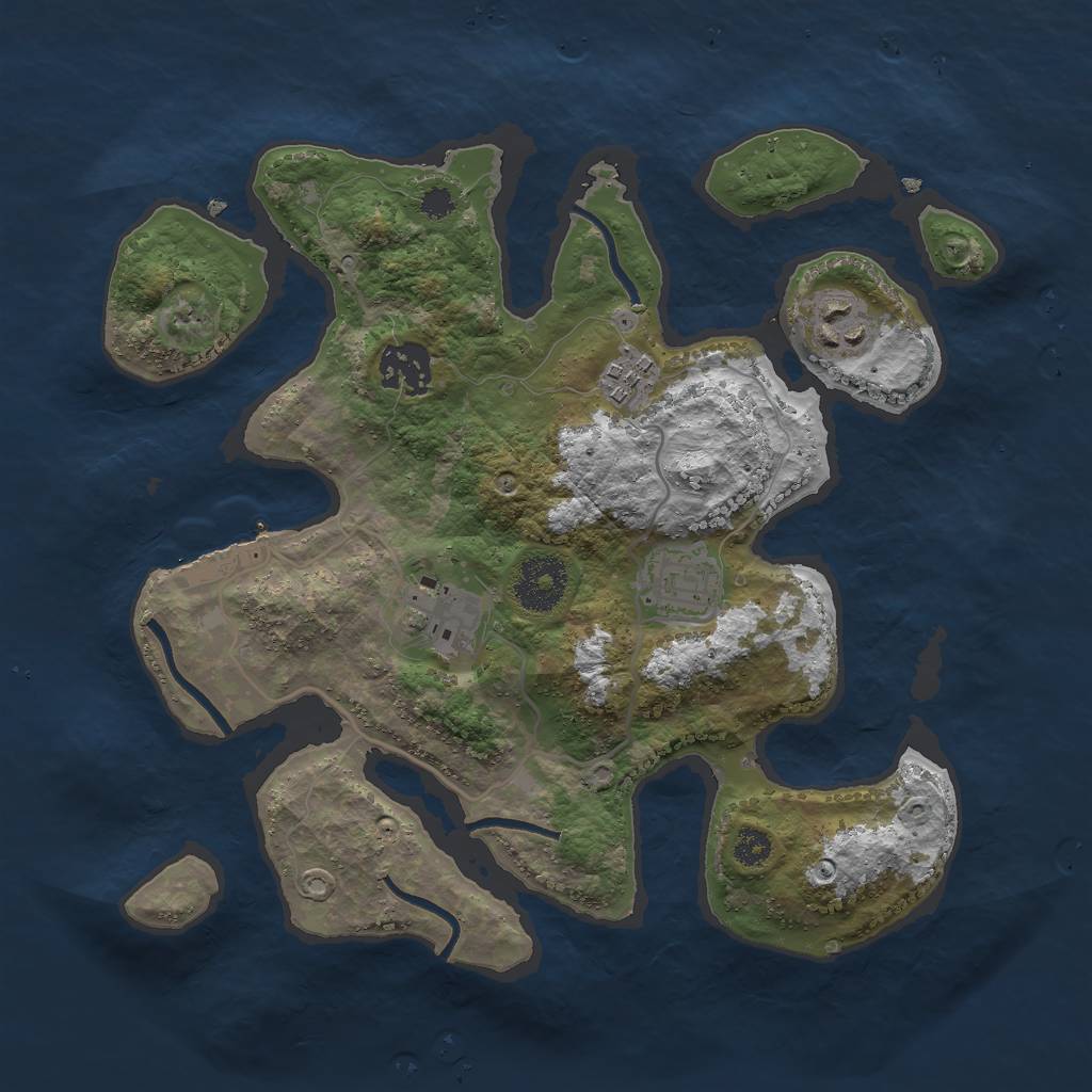 Rust Map: Procedural Map, Size: 3000, Seed: 1265, 8 Monuments