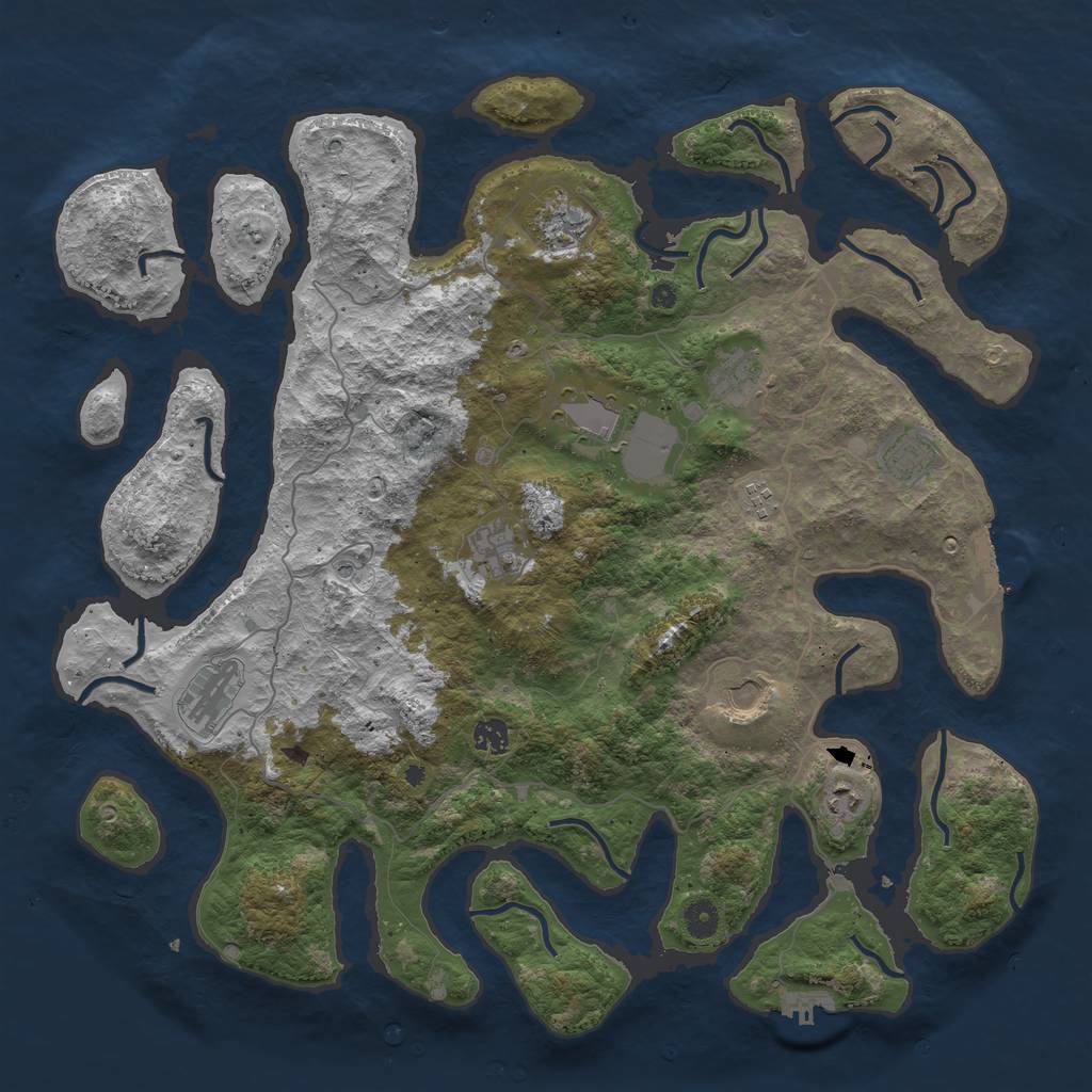 Rust Map: Procedural Map, Size: 4500, Seed: 1247986, 15 Monuments