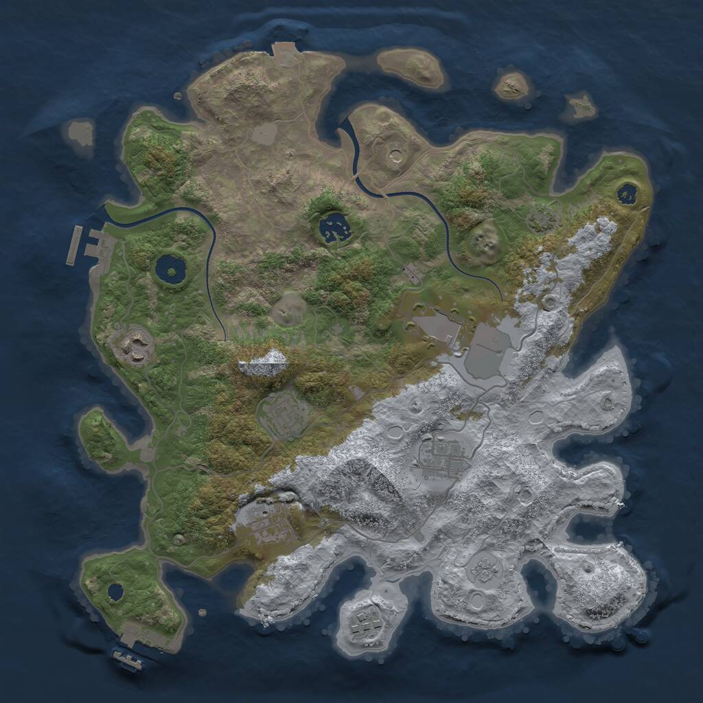 Rust Map: Procedural Map, Size: 3500, Seed: 807024, 13 Monuments