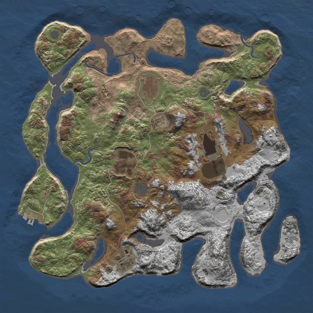 Rust Map: Procedural Map, Size: 3500, Seed: 807024, 11 Monuments