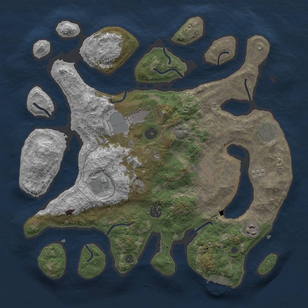 Rust Map: Procedural Map, Size: 3750, Seed: 996440765, 11 Monuments