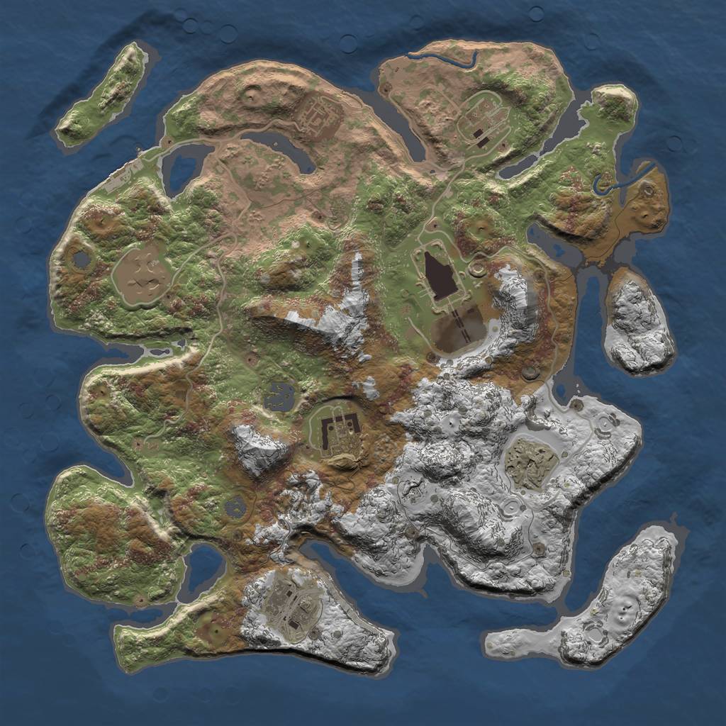 Rust Map: Procedural Map, Size: 3500, Seed: 36967, 13 Monuments