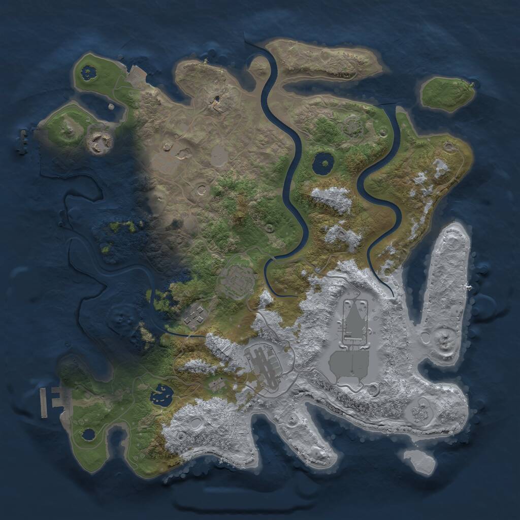 Rust Map: Procedural Map, Size: 3500, Seed: 36967, 13 Monuments