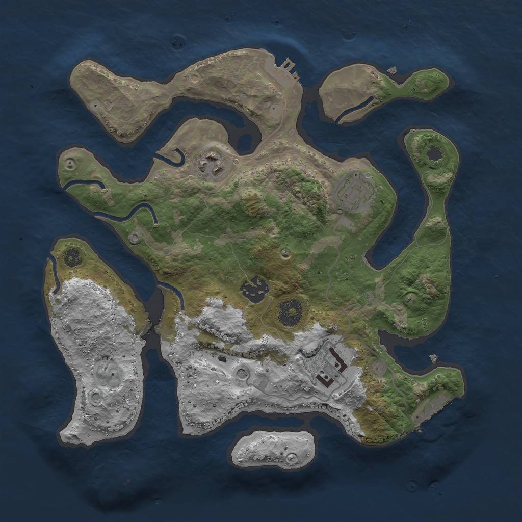 Rust Map: Procedural Map, Size: 3000, Seed: 7337, 9 Monuments