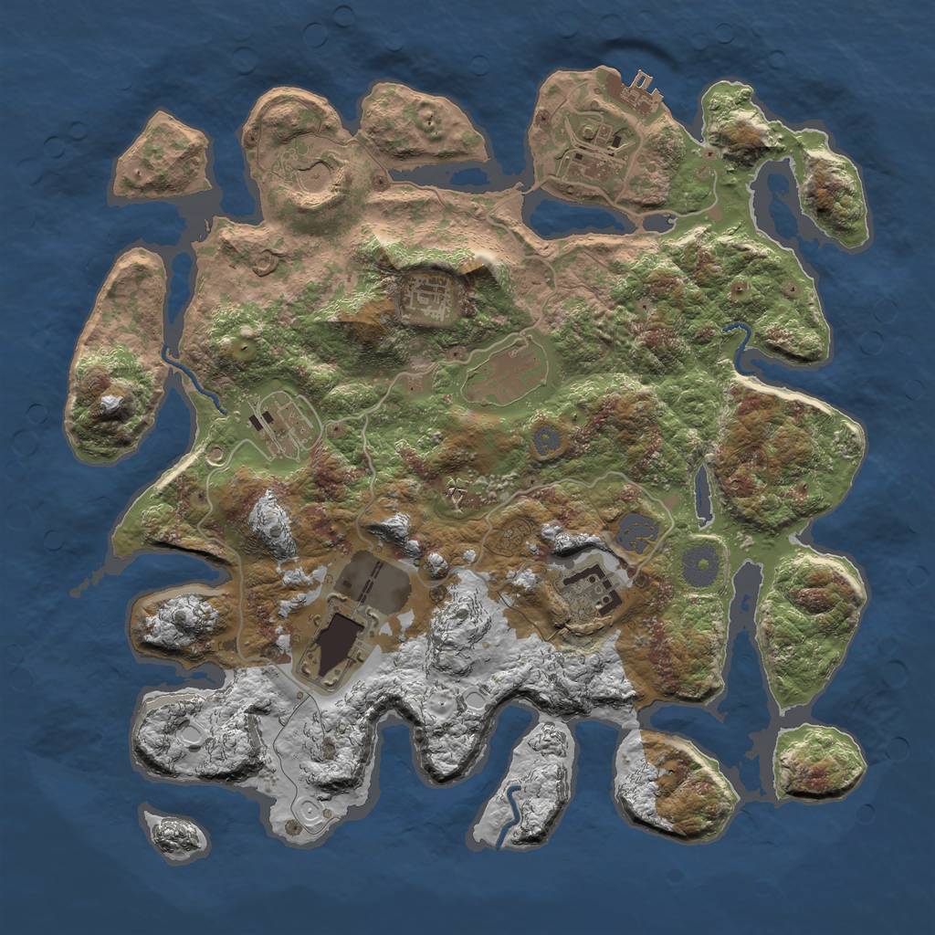 Rust Map: Procedural Map, Size: 3500, Seed: 1123203108, 13 Monuments