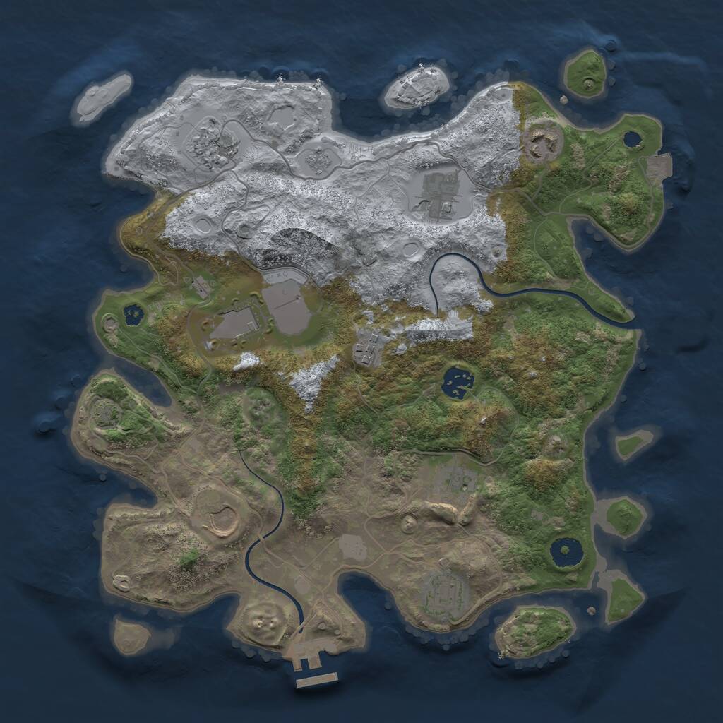 Rust Map: Procedural Map, Size: 3500, Seed: 344856, 13 Monuments
