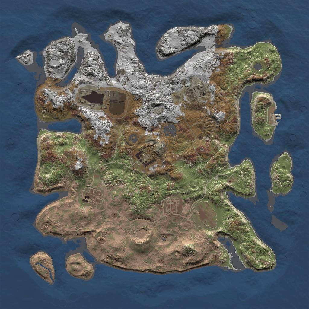 Rust Map: Procedural Map, Size: 3500, Seed: 344856, 13 Monuments