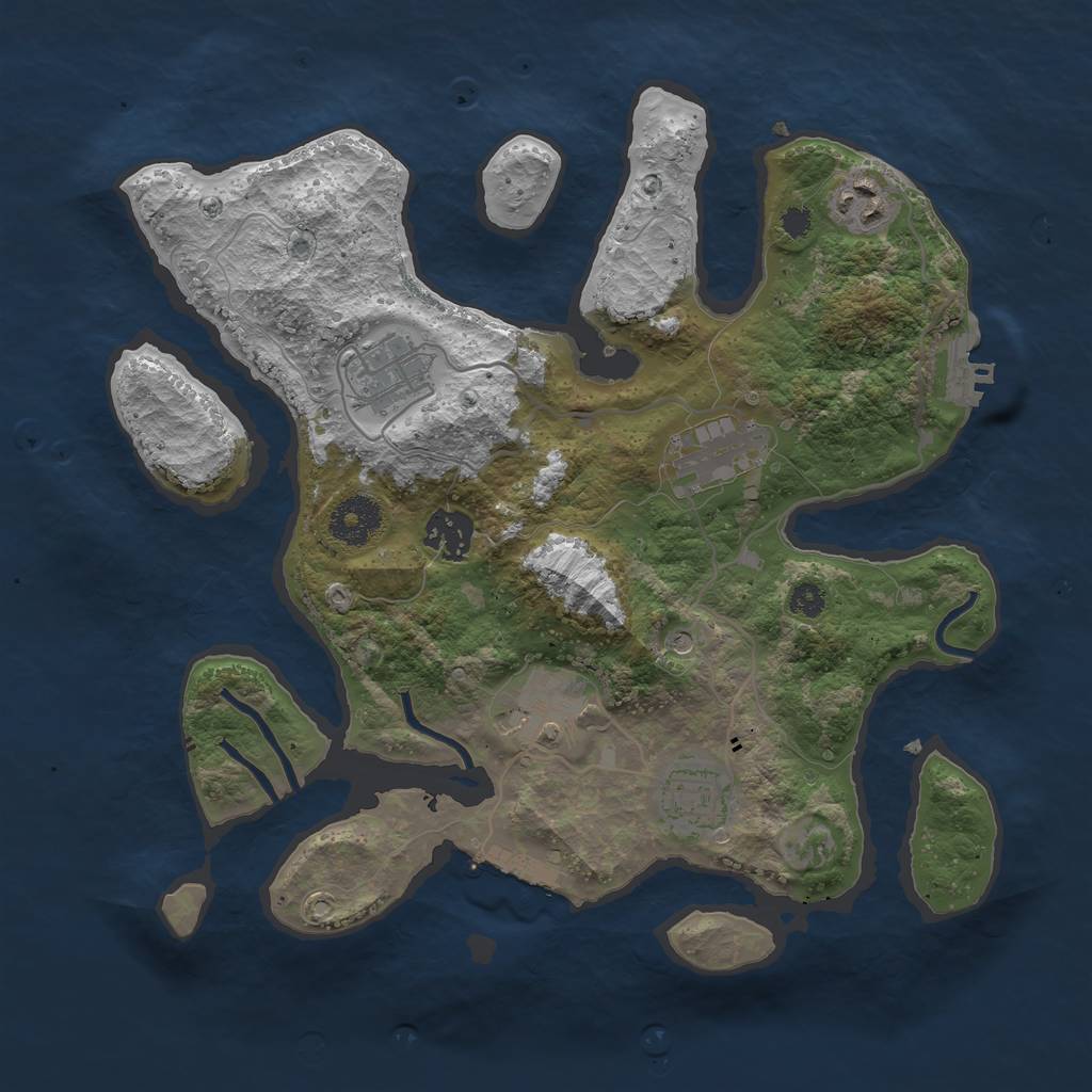 Rust Map: Procedural Map, Size: 3251, Seed: 435248741, 11 Monuments